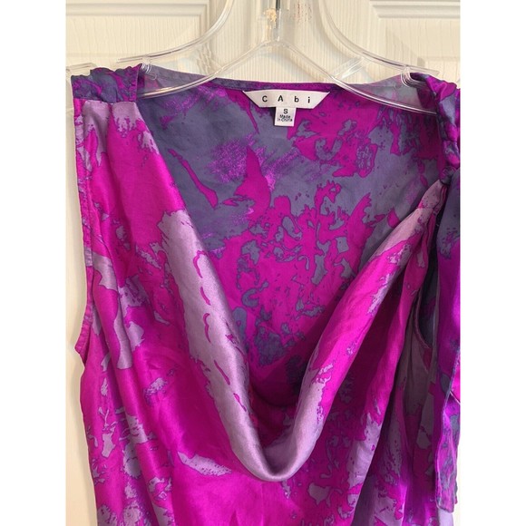 CAbi Top Size small Pink Purple Abstract Sleeveless Silk Blouse Career Dressy - Picture 5 of 15